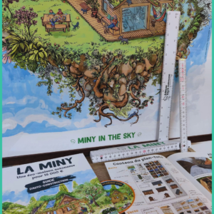 Total look Miny - La Miny le livre + plan + mètre de charpentier + règle 4 échelles + poster Miny in the Sky + sticker
